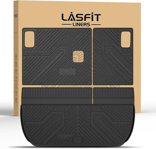 LASFIT Trunk Mat with Backrest Mat for Chevrolet Chevy Traverse 2009-2017/Buick Enclave 2008-2017, All Weather TPE Custom Fit Cargo Mat Trunk Liner with Backrest Mat, Black