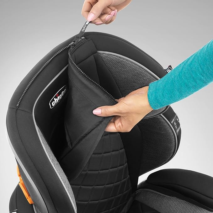 Chicco KidFit Zip Air Plus 2-in-1 Belt Positioning Booster Car Seat, Backless and High Back Booster Seat, for Children Aged 4 Years and Up and 40-100 lbs, Q Collection/Black/Grey