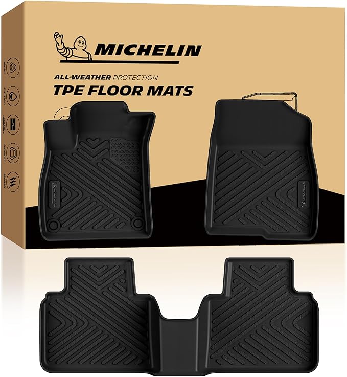 Michelin Vehicle Mats, Premier Series All-Weather TPE Custom Fit Liner for Honda Accord Gasoline & Hybrid 2018-2022 Floor Mats B(3 Piece)