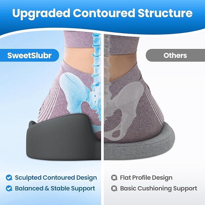 SweetSlubr Large Donut Pillow Seat Cushion for Hemorrhoid Discomfort&Tailbone Pressure, Office Chair Cushion for Long Sitting, Ergonomic Coccyx Pillow for Postpartum Pregnancy, (Grey, X-Large)
