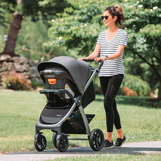 Chicco Bravo 3-in-1 Trio Travel System, Bravo Quick-Fold Stroller with KeyFit 30 Infant Car Seat and Base, Camden/Black