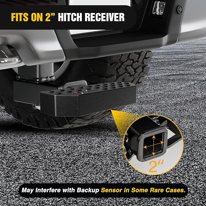 Nilight Hitch Step with 2" Hitch Receiver Rear Bumper Guard Protector 11.9 Inch with 5/8” Hitch Pin Clip Upgraded Textured Black Anti Slip Hitch Step Bar for Pickup Truck Car SUV