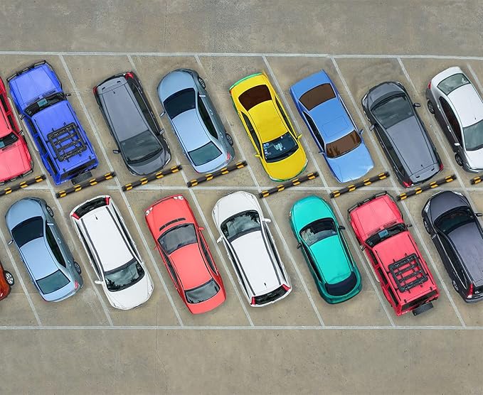ZONETECH Parking Stopper for Garage Heavy Duty Rubber Parking Curb Stops 72” Garage Parking Stops 12-Pack Premium Quality Garage Wheel Stop Professional Grade w/Yellow Reflective Tape Bolts Included