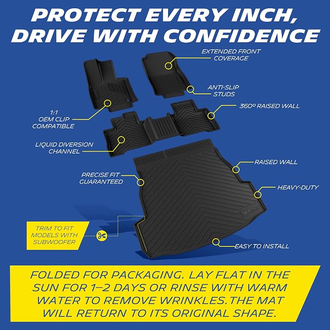 Michelin Vehicle Mats, Premier Series All-Weather TPE Custom Fit Liner for Toyota RAV4 Hybrid 2026-2027 Floor Mats (4 Piece)