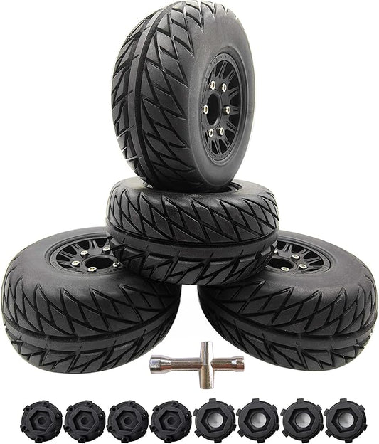 RC Short Course Truck Tires with Foam Inserts for 1/10 Scale Arrma Senton Tires Traxxas Slash Tires Axial Redcat Rc4wd Hex Detachable Replacement 17mm 14mm 12mm RC Wheels and Tires