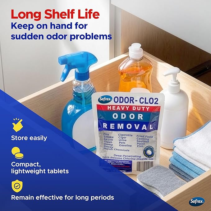 ODOR-CLO2 Chlorine Dioxide Odor Removal - Professional Grade Odor Remover for Home & Commercial Use, 500g