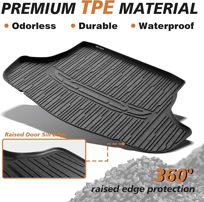 TripleAliner Trunk Floor Mat All Weather Liners Compatible with 2025 2026 Toyota Camry (Include Hybrid) Accessories TPE Carpets Trunk Liner TPE Custom Fit Protection Car Mats