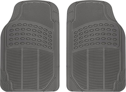 BDK ProLiner Floor Mats for Cars Trucks SUV, 2-Piece All-Weather Car Mats with Universal Fit Design, Durable Car Floor Mats with Capture Ridges, Waterproof Rubber Floor Mats for Cars (Gray)