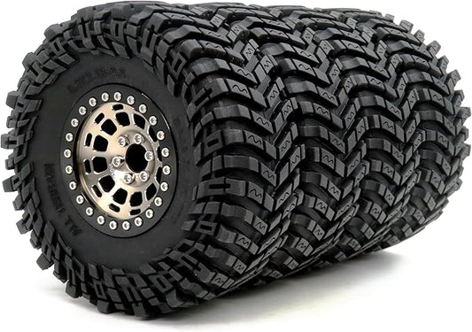 HOBBYSOUL -10mm Negative Offset 2.2 Beadlock Wheels and Tires, 5.0'' Tall tyre & 40mm Wide Rims for RC Mud Crawler All Terrain TRX4 Gen8 Capra Wraith Upgrades,HS701094
