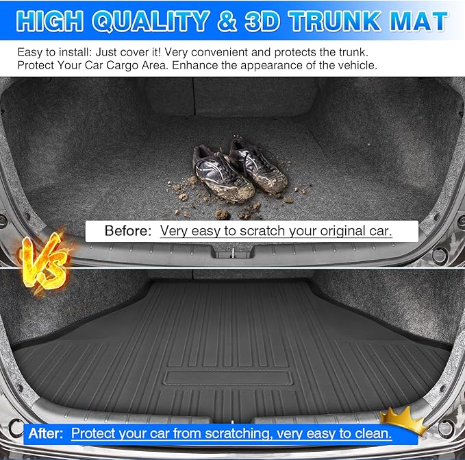 Cartist Cargo Liner Fits for Honda Accord 2013 2014 2015 2016 2017, All Weather Rear Trunk Mat for Accord Accessories Heavy Duty Car Cargo Mat