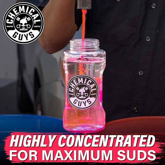 Chemical Guys CWS_101_64BK Car Wash Detailing Bucket, Mitt & Accessories Bundle (6 Items) Featuring Maxi-Suds II Foaming Car Wash Soap 64 oz (.5 Gal) Cherry Scent - Works on Cars, Trucks, SUVs, & More