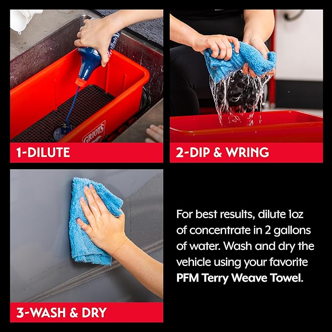 Griot's Garage Rinseless Wash for Car Cleaning and Detailing, No-Rinse Vehicle Washing, Dilutes Into Detailer, Clay Bar Lubricant, 10488, One Gallon