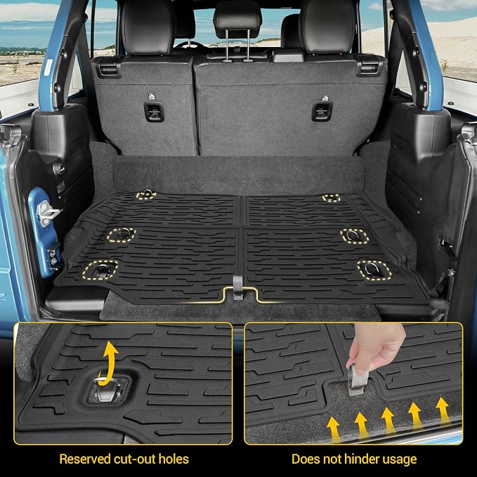 Rear Cargo Mat for 2021-2025 Jeep Wrangler JL 4XE Only Cargo Liners All Weather TPE Protection Anti-Slip Trunk Mat for 2021 2022 2023 2024 2025 Wrangler JL 4XE 4 Door Accessories