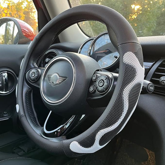 PINCTROT Large Size Comfy Grip Steering Wheel Cover, Anti-Slip Design, 15.5-15.75 Inch(Silicone White)