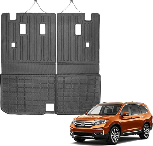 Cargo Mat for 2016-2022 Honda Pilot (No Elite), TPE All Weather Cargo Liner Trunk Mat Back Seat Cover Protector for Pilot Car Accessories (Trunk Liner with Backrest Mat)