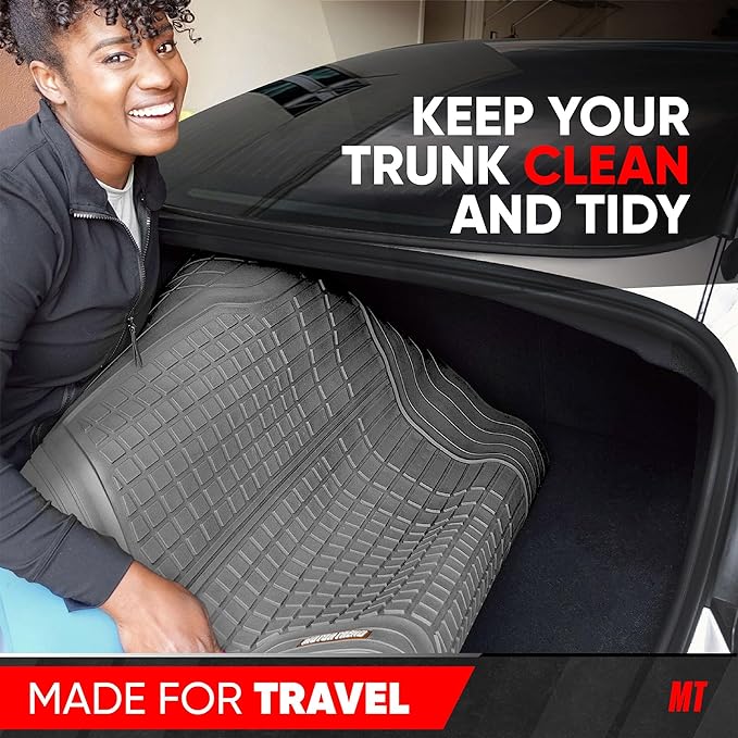 Motor Trend FlexTough Rear Cargo Mat – Heavy-Duty Trimmable Car Trunk Mat for Back of SUV, Universal Rear Cargo Liner for SUV, Flexible Trunk Liner, Automotive Floor Mats & Cargo Liners (Gray)
