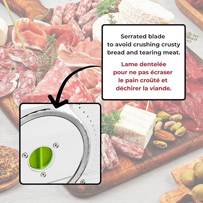 Starfrit Deli Slicer - Slices Meat, Cheese, Bread - 6.5" Stainless Steel Blade - Adjustable Thickness Knob - Nestable for Easy Storage | 2-in-1 Fruit and Vegetable