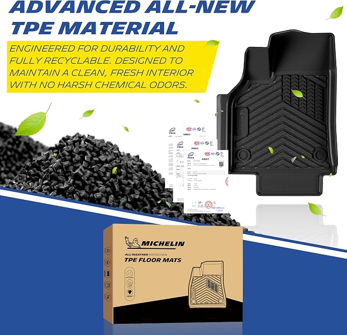 Michelin Vehicle Mat, All-Weather TPE Custom Fit Liner for Tesla Model Y 5 Seat Standard Floor Mats 2025-2027 (10 Piece), Not Fit Premium or Performance, Premier