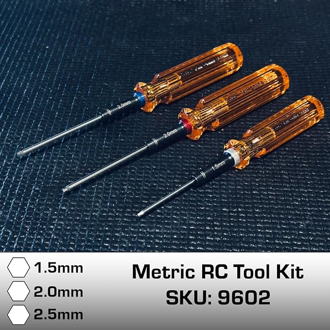 MIP 9602 3-Piece RC Hex Screwdriver Set (1.5mm, 2.0mm, 2.5mm) – Precision Hex Allen Wrenches for RC Cars, Drones, Boats, Helicopters – RC Repair Tool Kit – Made in USA
