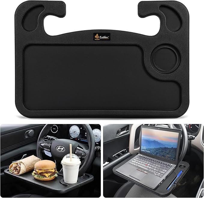 EcoNour Steering Wheel Desk Tray Compatible for 2011-2024 2025 2026 Hyundai Elantra Steering Wheel Tray Table Car Laptop Holder Eating Tray for Car Food & Drink Desk Holder Travel Accessories