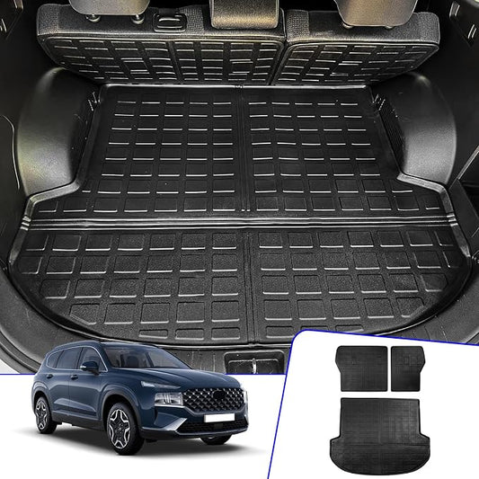 Rongtaod Cargo Mat Compatible with 2021-2023 Hyundai Santa Fe (Fit 5 Seats) Trunk Mat Cargo Mat Cargo Liner All Weather Trunk Liner 2022 Santa Fe Accessories (Trunk Mat+Backrest Mats)