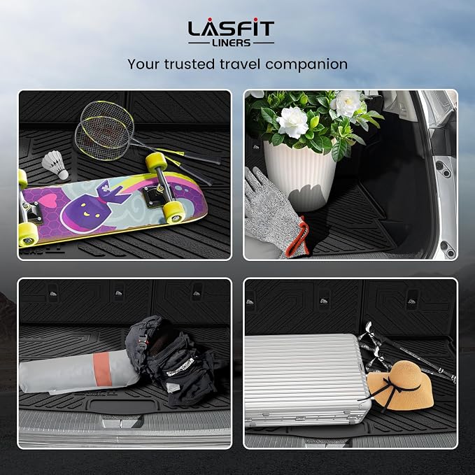 LASFIT Cargo Mat & Backrest Mats for Nissan Rogue 2026 2025 2024 2023 2022 2021, All Weather TPE Custom Fit Car Trunk Mats Cargo Liners Accessories, Black