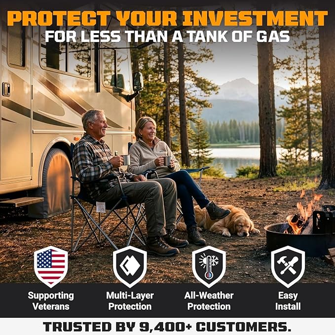 TIRESHIELD PRO Trailer Tire Covers (Set of 2) - Heavy Duty All-Weather UV-Resistant Protective Wheel Covers w/StormLock-System - Year-Round Protection for Your Trailer Tires w/ 26-28.75" Diameter