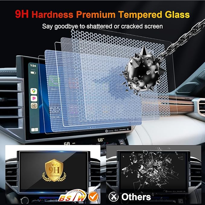 2024 Tundra Screen Protector for 2022-2026 Tundra/Sequoia 3rd Gen 14 inch Touchscreen for 2024 Toyota Tundra Accessories Anti-Scratch Tempered Glass Protective Film