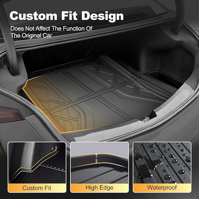 Cargo Liner Compatible with Cadillac CT5 CT5-V 2020-2025 2026 Weather-Resistant Trunk Mats for Cars with Raised Lip Non-Slip Car Rear Trunk Mat Tray Pad Boot