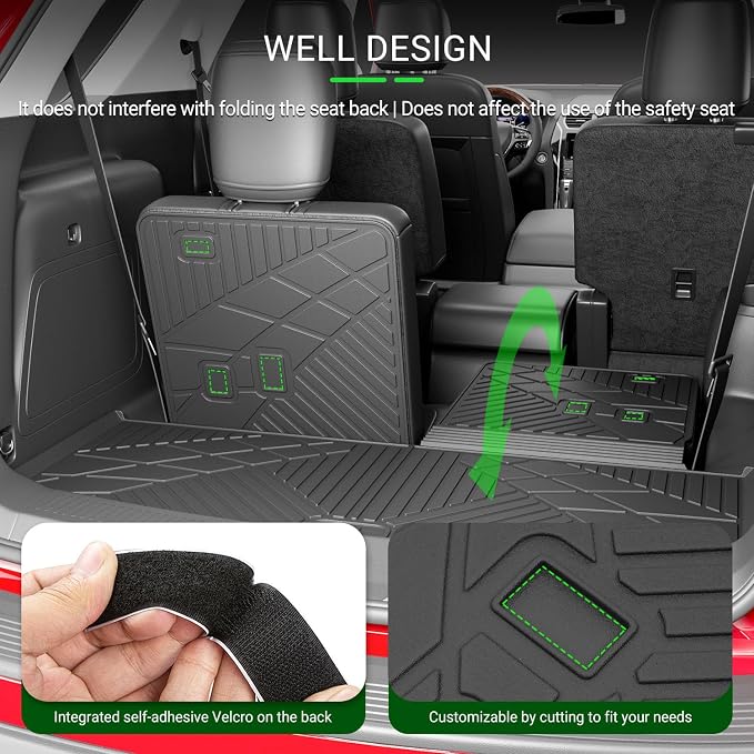 xipoqix Cargo Mat Backrest Mat Compatible with 2020-2026 Ford Explorer TPE Cargo Liner Back Seat Protector Replacement for 2020-2026 Ford Explorer Accessories (Trunk Mat with Backrest Mats)
