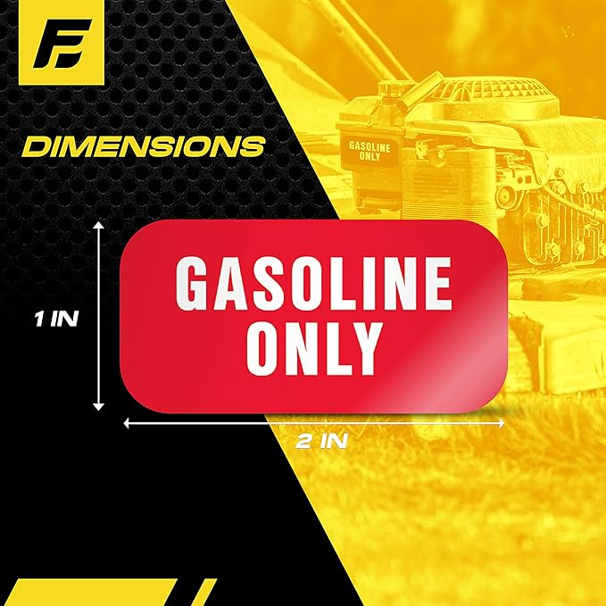 Gasoline Only Sticker, Gas Labels for Fuel Cans, Mowers, Boats, Outdoor Power Equipment - Weather Proof, Extreme Stick, Commercial Grade Labelss by Fuel Stickers - USA Made (2x1 inch), 40 Labels