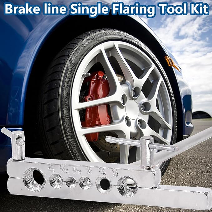smseace 26Pack 1/4 Inch Brake line kit Includes 25FT Zinc-Plated Brake Lines with Fittings(16pcs Fittings,2pcs Union+4pcs Nut)，Brake line Bender，Single Flaring Tool，Pipe Cutter 1/4 Inch Brake Lines