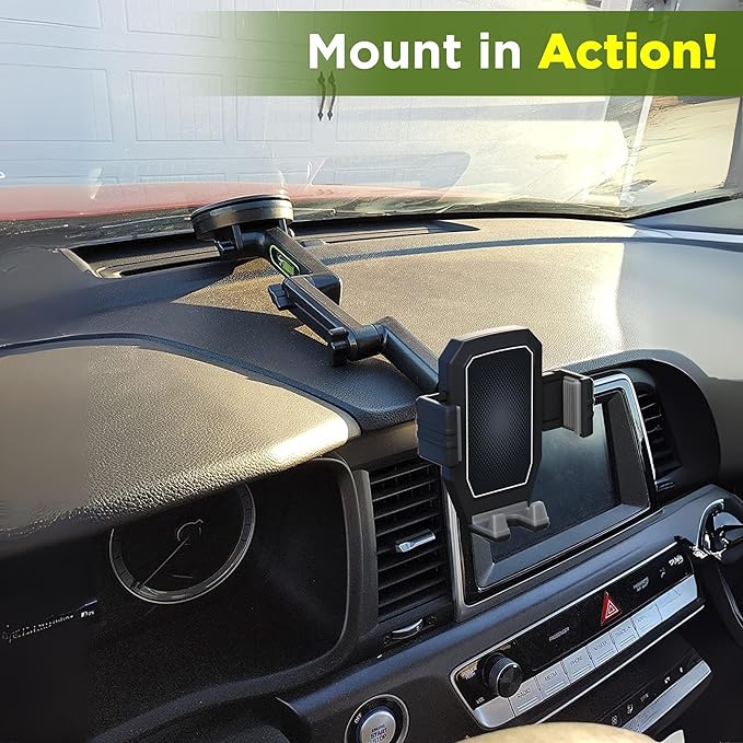 Cell Phone Mount for Truck Phone Holder for Truck Drivers - Heavy Duty Suction Cup, iPhone Holder for Dashboard Window 16.9 inch Long, for iPhone & Samsung, 18 Wheeler Trucker, Gray