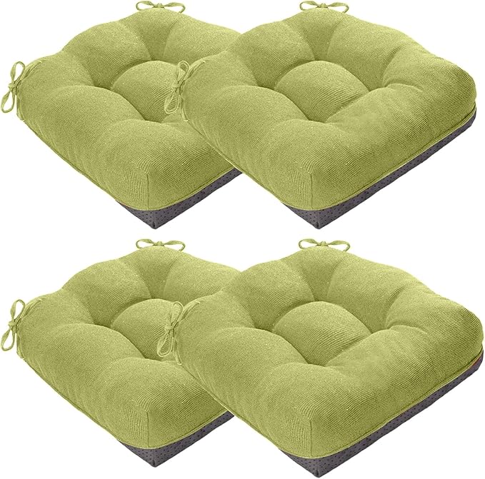 MAGIC ELEPHANT Chair Cushions for Dining Chairs, Memory Foam Kitchen Chair Cushions Set of 4, Non-Slip Thick Dining Room Chair Pads Seat Cushions, 15.5" x 15.5" x 4" (Sage Green)