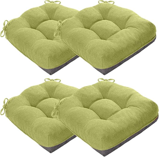 MAGIC ELEPHANT Chair Cushions for Dining Chairs, Memory Foam Kitchen Chair Cushions Set of 4, Non-Slip Thick Dining Room Chair Pads Seat Cushions, 15.5" x 15.5" x 4" (Sage Green)