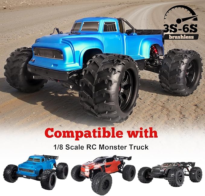 HobbyPark 3.2 17mm Hex RC Monster Truck Wheels and Tires Set for 1/8 Scale Arrma Kraton 6s Notorious Traxxas Maxx Tmaxx E-Revo 2.0 3.3 HPI Savage