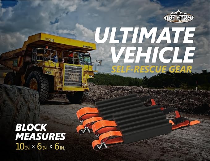 TRACGRABBER Tire Traction Device for Heavy Duty Commercial Vehicles, Set of 2 - Made in the USA, Easy to Install, Get Unstuck Fast from Snow, Mud & Sand - A Snow Traction Mat or Snow Chain Alternative