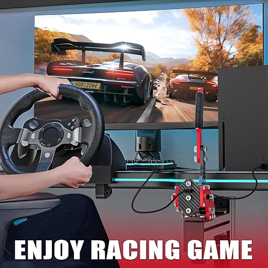 aikeec USB Handbrake Clamp for PC Sim Racing Games G25 G27 G29 T500 FANATECOSW DIRT RALLY Windows (Red, XBOX)
