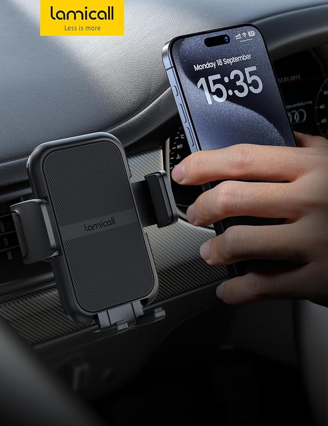 Lamicall 2026 Wider Clamp & Metal Hook Car Phone Holder Vent [Thick Cases Friendly] Phone Holders for Your Car Mount Gfts Automobile Hands Free Accessories for Women Men for iPhone 16 15 14 13 Pro Max