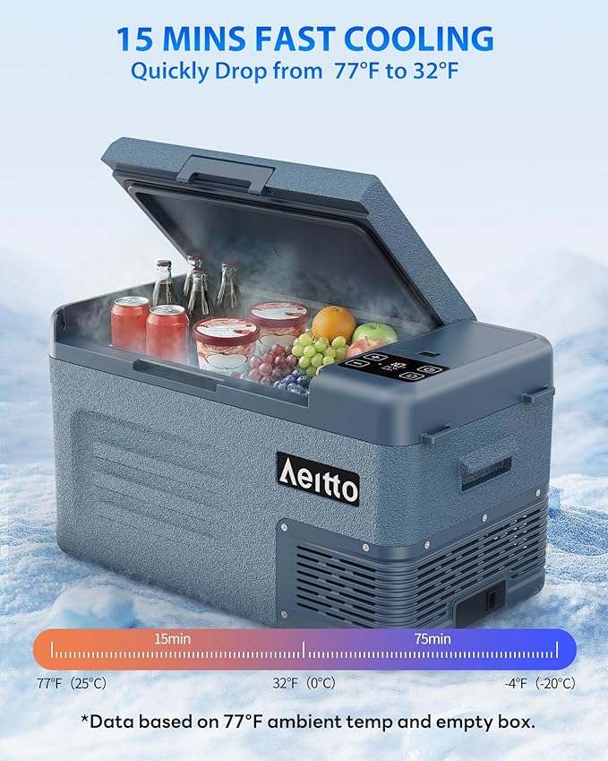 Aeitto 12 Volt Car Refrigerator 25Quart Car Fridge Freezer Electric Cooler Portable Cooler 12V Fridge RV Refrigerator -4℉-68℉ Temp Control 12/24V DC & 100-240V AC for Travel, Camping, RV, Road