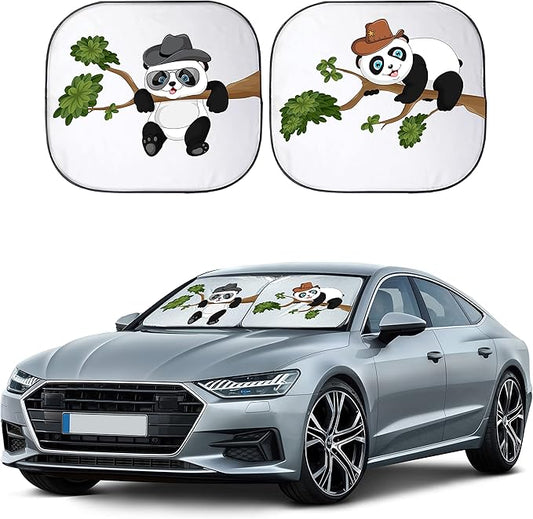 EcoNour Windshield Sun Shade Cartoon Funny Medium Size (31" L x 28" W), Printed Car Sunshade Foldable, 240T Polyester Blocks Heat and UV Rays for Front Window Protection
