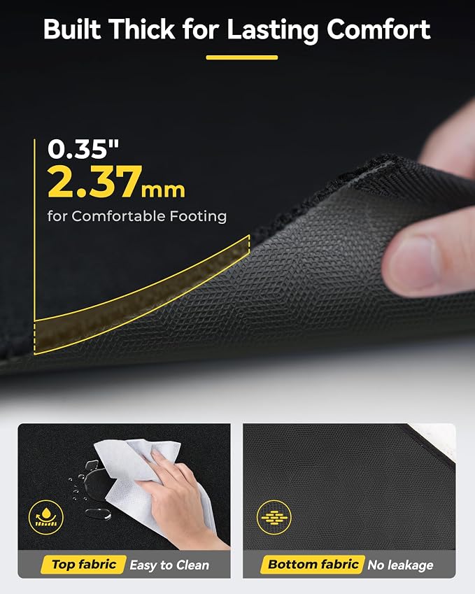 3W Floor Mats (with Metal Pedals) & Carpets for Ford F-150 2015-2026 & F150 Lightning 2022-2025 SuperCrew (w/o Fold Flat Storage), TPE All Weather Front & Rear 3PCS | Heavy Duty, Easy Clean - Black