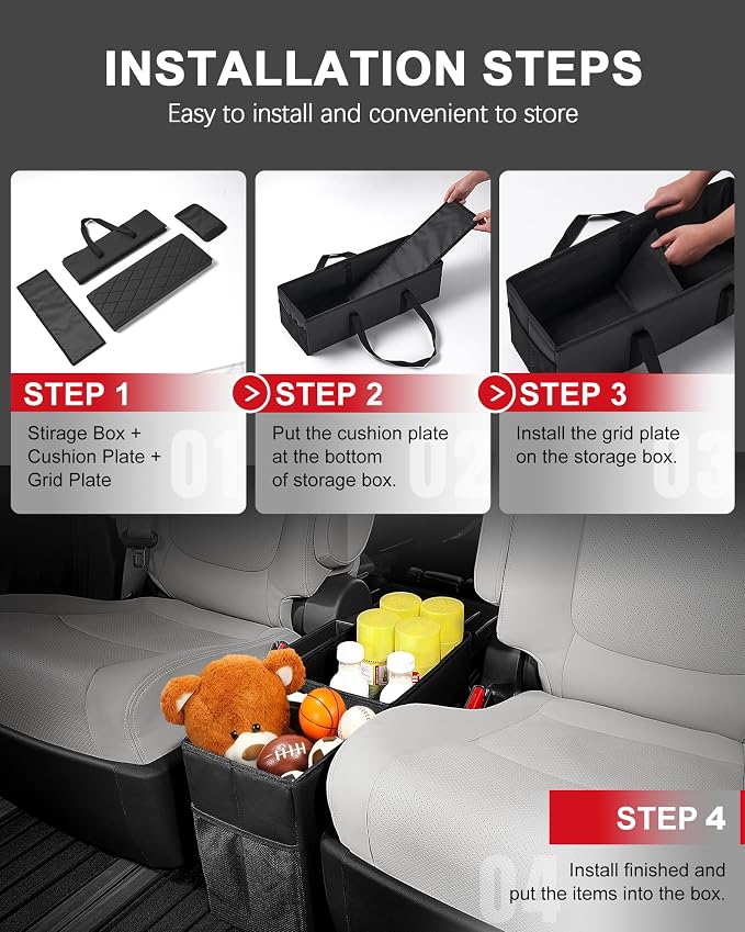 Floor Mats Fit for 2021-2026 Kia Sorento 6 Seats (No Hybrid)- All Weather Protection Floor Liners Cargo Mat Seat Back Mats & Car Seat Organizer Accessories Trunk Car Organizers Storage Box, Black