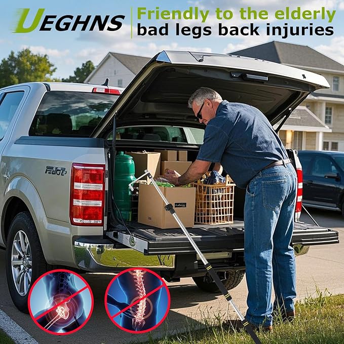 Bed Buddy Truck Tool,Cargo Grabber Pickup Truck Bed Thickened Stainless Steel Telescopic 33-74inch wear-Resistant complimentary Storage Bag Professional Cargo Grabber Reach Retriever Tool