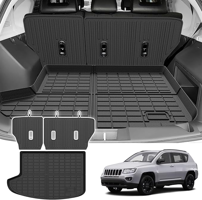 Cargo Liner for Jeep Compass/Patriot 2007-2016 & 2007-2012 Dodge Caliber, All Weather Cargo Mats for Compass Accessories, Heavy Duty TPE Trunk Mat, Car Accessories