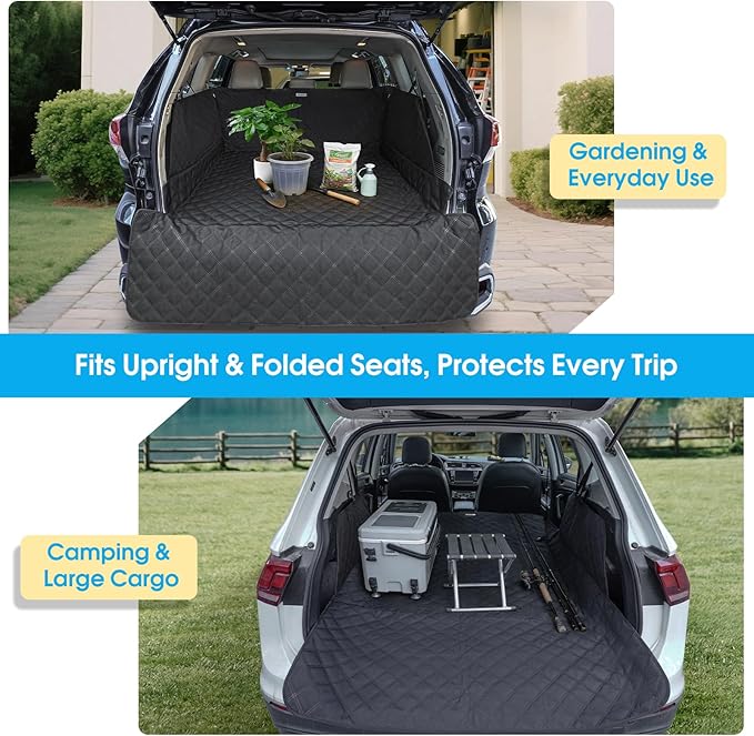 ALLANSING SUV Cargo Liner for Dogs - Heavy-Duty 900D Oxford Waterproof Pet Cargo Protector with 3-Sided Zippered All-Round Protection & TPU Suction Cups, Fits Compact SUVs