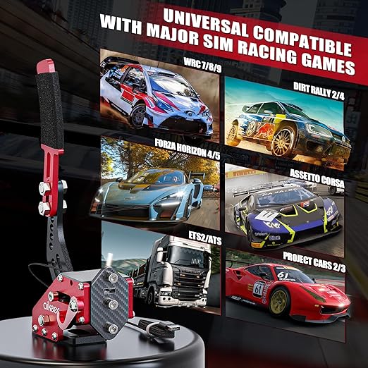 aikeec USB Handbrake Clamp for PC Sim Racing Games G25 G27 G29 T500 FANATECOSW DIRT RALLY Windows (Red, XBOX)