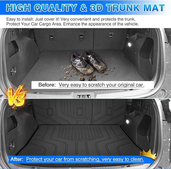 Cartist Cargo Mat Compatible with Ford Edge 2015-2024 Accessories Cargo Liner TPE All Weather Anti-Slip Odorless