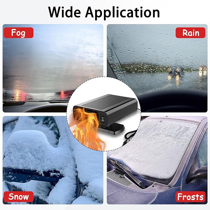 Portable Car Heater-Car Heater for Vehicle with 2-in-1 Heating & Cooling, 360° Rotary Windshield Defroster, 12V 150W Plugs into Cigarette Lighter for Cars/SUVs/Trucks