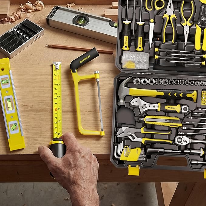 Enventor Home Tool Kit, 220 Piece Hand Tool Kit with Toolbox Storage Case, Basic Household Auto Repair Tool Set for Home Repairs Men Women DIY, Auto Maintenance, General Use, Household Repair Tools